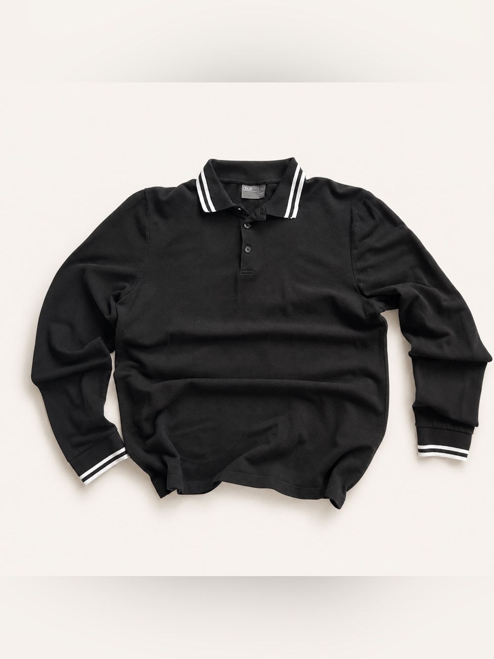 90s grunge indie minimalist long sleeve black polo